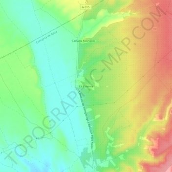 Mapa topográfico La Colonia, altitude, relevo