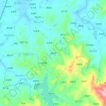 Mapa topográfico 龙井湾, altitude, relevo