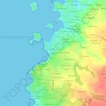 Mapa topográfico Le Gratz, altitude, relevo