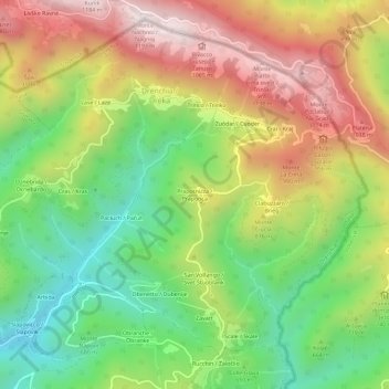 Mapa topográfico Prapotnizza, altitude, relevo