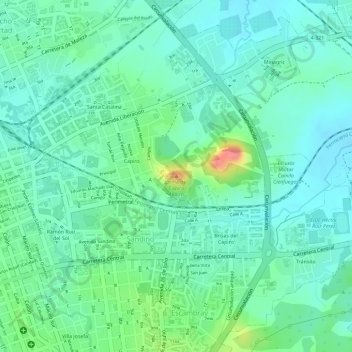 Mapa topográfico Loma del Capiro, altitude, relevo