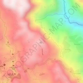 Mapa topográfico Kiltepan Peak, altitude, relevo