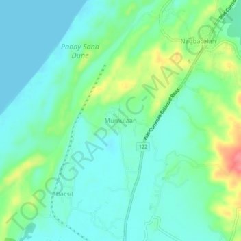Mapa topográfico Mumulaan, altitude, relevo