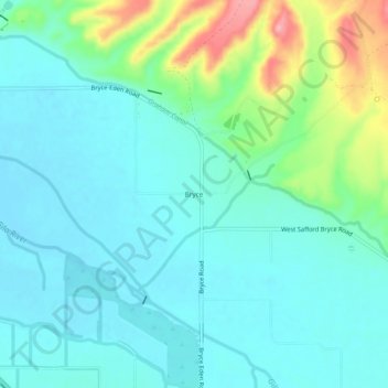 Mapa topográfico Bryce, altitude, relevo