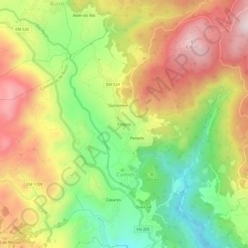Mapa topográfico Frágua, altitude, relevo