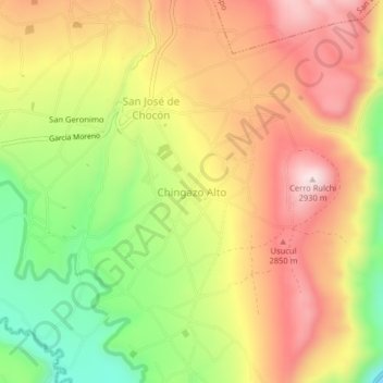Mapa topográfico Chingazo Alto, altitude, relevo