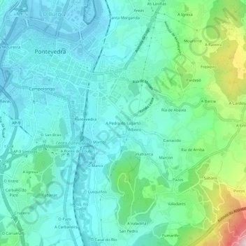 Mapa topográfico A Pedra do Lagarto, altitude, relevo