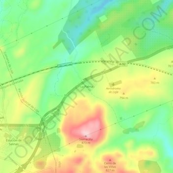 Mapa topográfico La Palma, altitude, relevo
