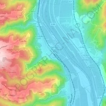 Mapa topográfico Vion, altitude, relevo