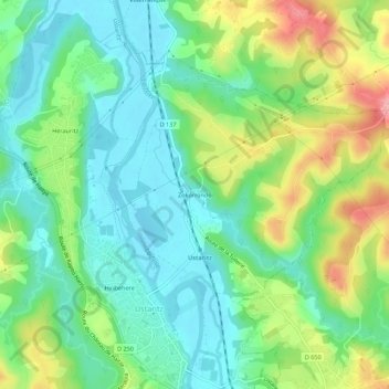 Mapa topográfico Zokorrondo, altitude, relevo