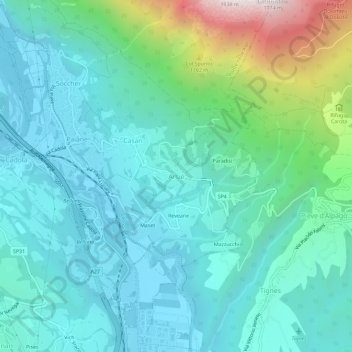 Mapa topográfico Arsié, altitude, relevo