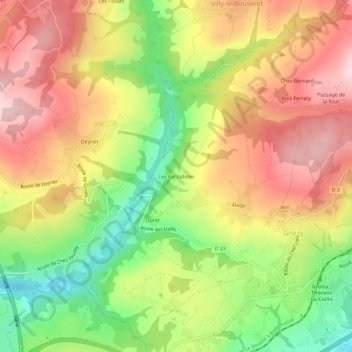 Mapa topográfico Les Barnabites, altitude, relevo