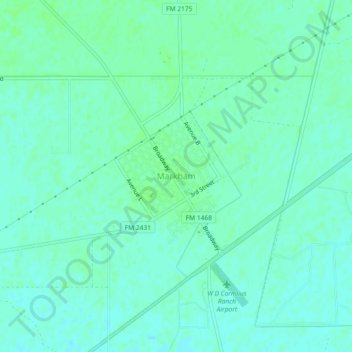 Mapa topográfico Markham, altitude, relevo