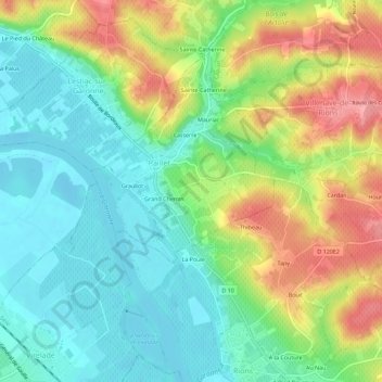Mapa topográfico La Grabasse, altitude, relevo