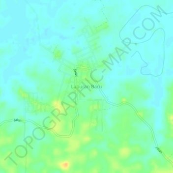 Mapa topográfico Laburan Baru, altitude, relevo