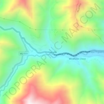 Mapa topográfico Huacalle, altitude, relevo