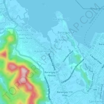 Mapa topográfico Kapangian, altitude, relevo