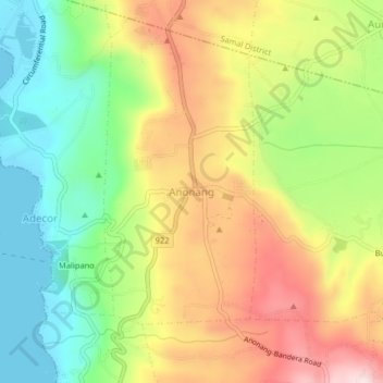Mapa topográfico Anonang, altitude, relevo