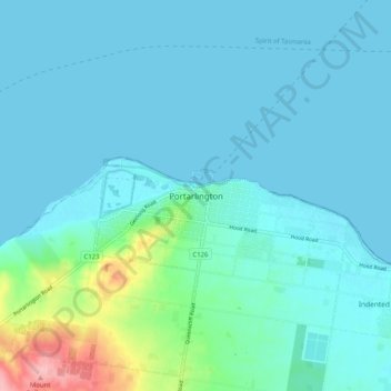 Mapa topográfico Portarlington, altitude, relevo