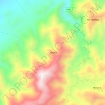 Mapa topográfico Caguan, altitude, relevo