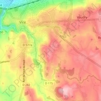Mapa topográfico Les Hauts Vents, altitude, relevo