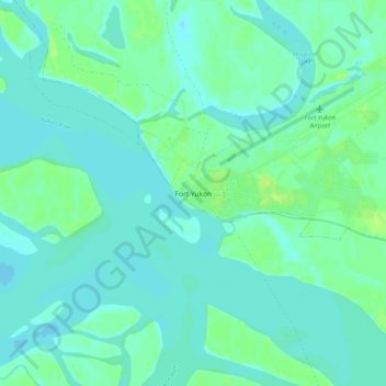 Mapa topográfico Fort Yukon, altitude, relevo