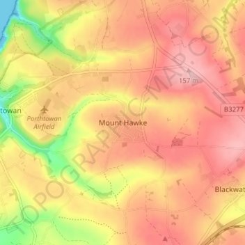 Mapa topográfico Mount Hawke, altitude, relevo
