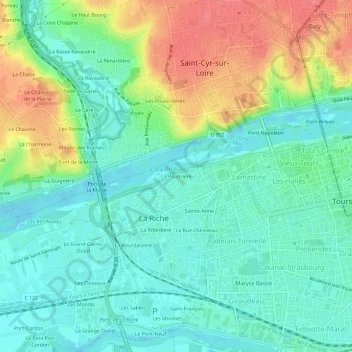 Mapa topográfico La Poudrière, altitude, relevo