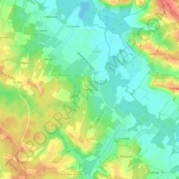 Mapa topográfico Peyroutin, altitude, relevo