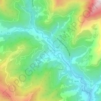 Mapa topográfico Borgoratto, altitude, relevo