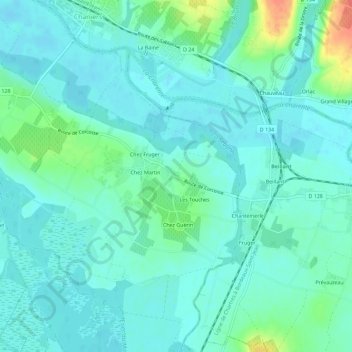 Mapa topográfico Chez Berne, altitude, relevo