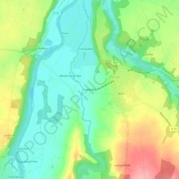 Mapa topográfico Fontarabie, altitude, relevo