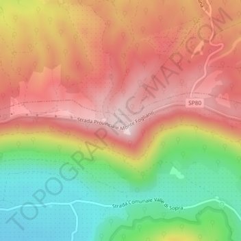 Mapa topográfico Poggio Nibbio, altitude, relevo