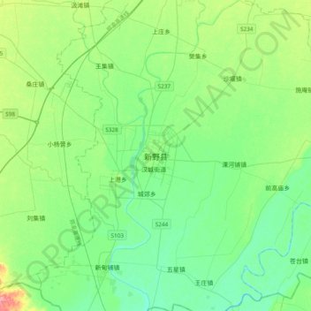 Mapa topográfico 新野县, altitude, relevo