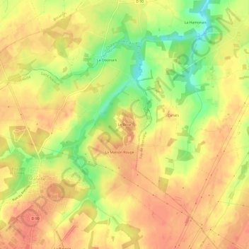 Mapa topográfico Le Brise, altitude, relevo