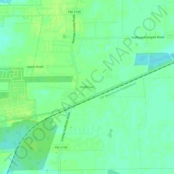 Mapa topográfico Huffman, altitude, relevo