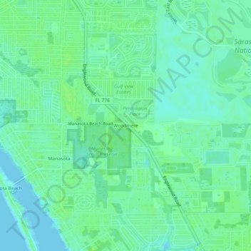 Mapa topográfico Woodmere, altitude, relevo