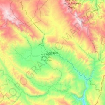 Mapa topográfico Mendonza, altitude, relevo