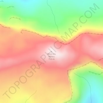 Mapa topográfico Mont du Milieu, altitude, relevo