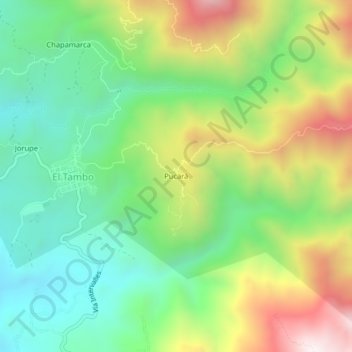 Mapa topográfico Pucará, altitude, relevo