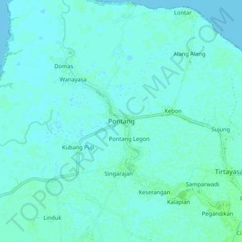 Mapa topográfico Pontang, altitude, relevo