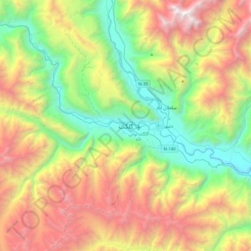 Mapa topográfico گلگت, altitude, relevo