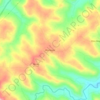 Mapa topográfico Alto Alegre, altitude, relevo