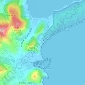 Mapa topográfico Feniglia, altitude, relevo