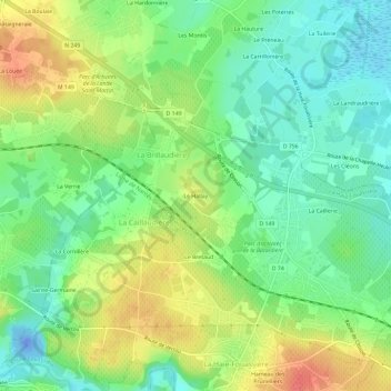 Mapa topográfico Le Hallay, altitude, relevo