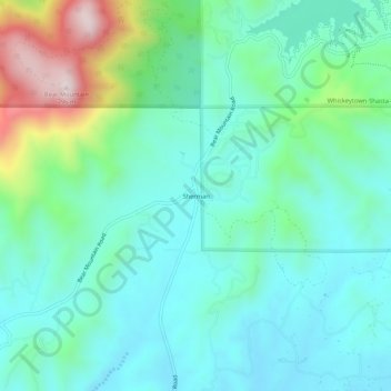 Mapa topográfico Sherman, altitude, relevo