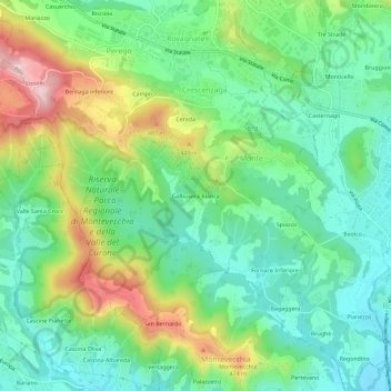 Mapa topográfico Galbusera Bianca, altitude, relevo