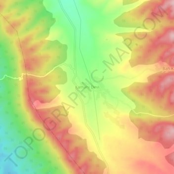 Mapa topográfico Kamahi Devi, altitude, relevo