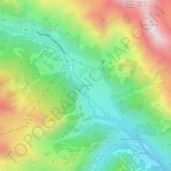 Mapa topográfico Bersezio, altitude, relevo