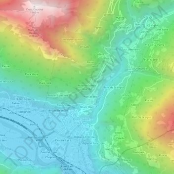 Mapa topográfico Madonna della Guardia, altitude, relevo